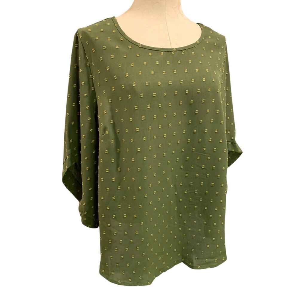 Size 12 Bloomchic Womens New Pullover Blouse Olive Green
